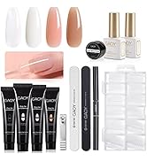 GAOY Poly Nail Extension Gel Kit of 4 Colors with Top Coat Base Coat Dual Forms and Tools Gel Nai...