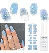 DUKASOU Gel Nail Stickers No UV Light Needed, 22Pcs Gel Nail Strips Set, Gel Nail Wraps for Women...