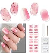 DUKASOU Gel Nail Stickers No UV Light Needed, 22Pcs Gel Nail Strips Set, Gel Nail Wraps for Women...