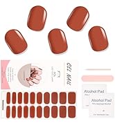ASTONFOG Semi Cured Gel Nail Strips, Brown Nail Stickers Works with Any Nail Lamps, Salon-Quality...