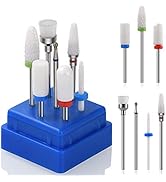 Bulex 7pcs Nail Drill Bits for Acrylic Nails - 3/32 Professional Ceramic Nail Drill Bit Set for C...