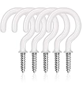 JEGONFRI 50 Pack Ceiling Hooks, 1-1/4 Inch Vinyl Coated Screw-in Hooks Hanging Plants & Flower Ba...