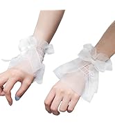 SONGJIE Lolita Lace Wrist Cuffs Gloves Bow Hand Sleeve Sexy Lace Elastic Bracelet for Halloween W...