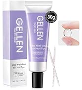 Gellen Solid Nail Glue Gel for Press On Nails, 30g Upgraded Gel Nail Glue for Acrylic Nails,Clear...