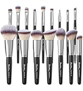 Bueart Design 16Pcs ULTRA SOFT Black labeled Makeup Brushes set