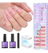 BTArtbox XCOATTIPS Natural Nails - Long Square Nail Tips with Nail Gel, Easter Day Nails Colored ...