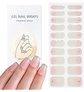SPLOCUDU 20pcs Nude Semi Cured Gel Nail Strips,Gel Nail Stickers for UV Nail Lamps,Salon-Quality,...