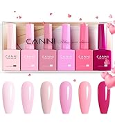 CANNI 9ml Hema-Free Gel Nail Polish Set- 6Pcs Light Pink Nail Gel Manicure Kit, Soak Off LED Poli...