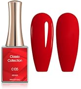 CANNI Red Gel Nail Polish, 1 Pcs 16ml Red Gel Polish Color Soak Off LED Nail Gel Polish Set Nail ...