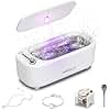 WRKLLY Ultrasonic Jewelry Cleaner, 50KHz 14oz Professional Ultrasonic Cleaner Machine with 4 Timer Modes,304 Stainless Steel Tank for Jewelry, Eyeglasses, Rings, Coins, Watch Strap,Dentures (White)