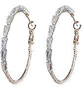 Hoop Earrings for Women 24mm Small Personalized Rhinestone Hoops Statement Accessories Jewelry Gi...
