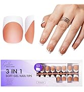 Gellen French Soft Gel Nail Tips - 150 pcs White French Tip Short Press on Nails Brown Square Sha...