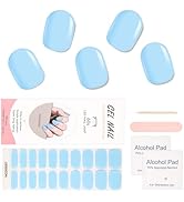 ASTONFOG Semi Cured Gel Nail Strips, Blue Nail Stickers Works with Any Nail Lamps, Salon-Quality,...