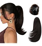 SDZNYQT 18” Claw Clip Ponytail Extension Straight Fake Jaw ponytail Hairpieces Faux Hair Pieces C...