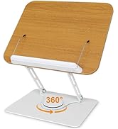 Book Stand for Reading Cookbook Stand Book Holder with 360° Rotating Base Page Clips Book Display...