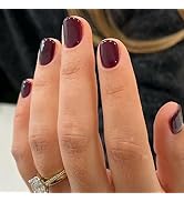 Extra Short Press on Nails Square Wine Red Fake Nails Petite Solid Color Acrylic Nails Fall Short...