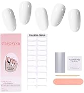 TOROKOM Cured Gel Nail Strips, White Gel Nail Strips Long Lasting Waterproof Real Nail Polish Str...