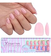 BTArtbox XCOATTIPS Natural Nail Tips - Extra Short Almond Press On Nails Pink, Long Lasting Soft ...