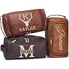 Personalized Toiletry Bag for Men, Engraved Name Initials Leather Toiletry Bag, Custom Monogram Shaving Kit Travel Bags for Groomsmen, Personalized Gifts for Christmas Birthday Dad Boyfriend Husband
