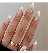24 Pcs Nude Pink Press on Nails Short Almond - SHANRUN Spring Fake Nails Press ons Nail Art Glue ...