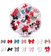 SHANRUN Colorful Bow-Knot Nail Charms - Cute Kawaii 3D Resin Acrylic Nail Gems Bow Nail Charms Se...