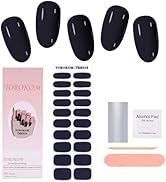 TOROKOM Cured Gel Nail Strips, Navy Blue ​Gel Nail Strips Long Lasting Waterproof Real Nail Polis...