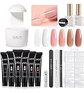 GAOY Poly Gel Nail Kit with U V Light, 6 Pcs Builder Gel Nail Extension Kit for Beginners with Ev...