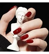 Solid Color Press on Nails (Red) Squarl Medium Glossy 24PCS Gift for Women and Girl from QQPPOLIU