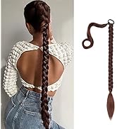 32 inch DIY Braided Ponytail Extension with Hair Tie, Long Straight Wrap Around Ponytail Hair Ext...