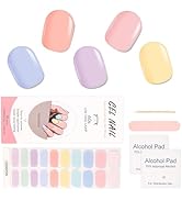 ASTONFOG Semi Cured Gel Nail Strips, Macaron Color Nail Stickers Works with Any Nail Lamps, Salon...