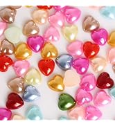 SHANRUN Colorful Heart Nail Charms - 100 Pcs/0.39 in Cute Kawaii 3D Resin Pearl Nail Gems Acrylic...