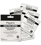Pronto Acetone Nail Polish Remover Pads, 10 Pcs. Individually Wrapped Acetone Wipes, Pure Acetone...