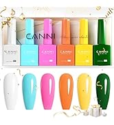 CANNI 9ml Hema-Free Gel Nail Polish Set- 6Pcs White Blue Orange Yellow Colors Gel Polish Kit, Soa...
