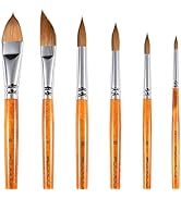 Sable Watercolor Brushes, Fuumuui Professional Watercolor Paint Brushes 6pcs - Pointed Rounds Cat...
