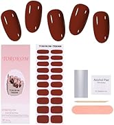 TOROKOM Cured Gel Nail Strips, Red Gel Nail Strips Long Lasting Mothers Day's Real Nail Polish St...