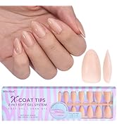 BTArtbox Short Almond Gel Nail Tips - Soft Gel Press On Nails XCOATTIPS Natural, Pre-colored Gel ...