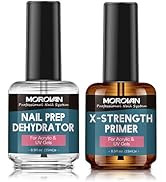 Morovan Nail Prep Dehydrate and Primer X-strength, No Burn Non Acid Nail Primer and Dehydrator fo...