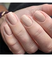 Nude Press on Nails Short Square Fake Nails Acrylic Nails Extra Short Oval False Nails Glossy Sol...