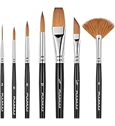 Sable Watercolor Brushes Professional Kolinsky Sable Brushes 7pcs - Dagger, Pointed Rounds, Rigge...
