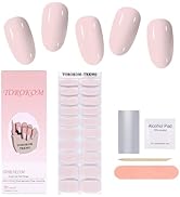 TOROKOM Cured Gel Nail Strips, Pink Gel Nail Strips Long Lasting Waterproof Real Nail Polish Stri...
