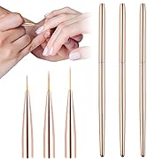 TOROKOM 3Pcs Nail Art Liner Brushes Thin Nail Art Brush Fine Nail Art Striping Brush for Nails Ge...