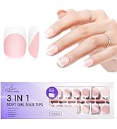 Gellen Short French Tip Press on Nails - Square Gel Nail Tips Press on Nails Short, No Fade Out A...