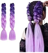 Ombre Braiding Hair Extensions with Tinsel, 2Pack/Lot Ombre Sparkly Braiding Hair for Twist Croch...