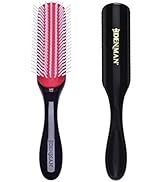 Denman Curly Hair Brush D3 (Black & Red) 7 Row Styling Brush for Detangling, Separating, Shaping ...