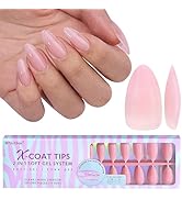 BTArtbox XCOATTIPS Natural Nail Tips - Matte Medium Almond Press On Nails Pink, Long Lasting Soft...
