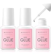 Makartt Super Strong Nail Glue for Acrylic Nails: 7ML 3 Pcs Brush on Nail Glue for Nail Tips Pres...