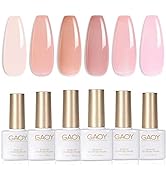 GAOY Jelly Nude Pink Gel Nail Polish Set of 6 Transparent Colors Sheer Gel Polish Kit