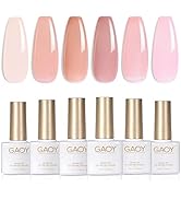 GAOY Jelly Nude Pink Gel Nail Polish Set of 6 Transparent Colors Sheer Gel Polish Kit
