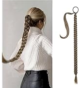 SDZNYQT 32 inch DIY Braided Ponytail Extension with Hair Tie, Long Straight Wrap Around Ponytail ...