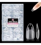 UNA GELLA 504Pcs Pointed Almond Nail Tips, Pre-shape Medium Almond Gel X Nail Tips Half Matte Ful...
